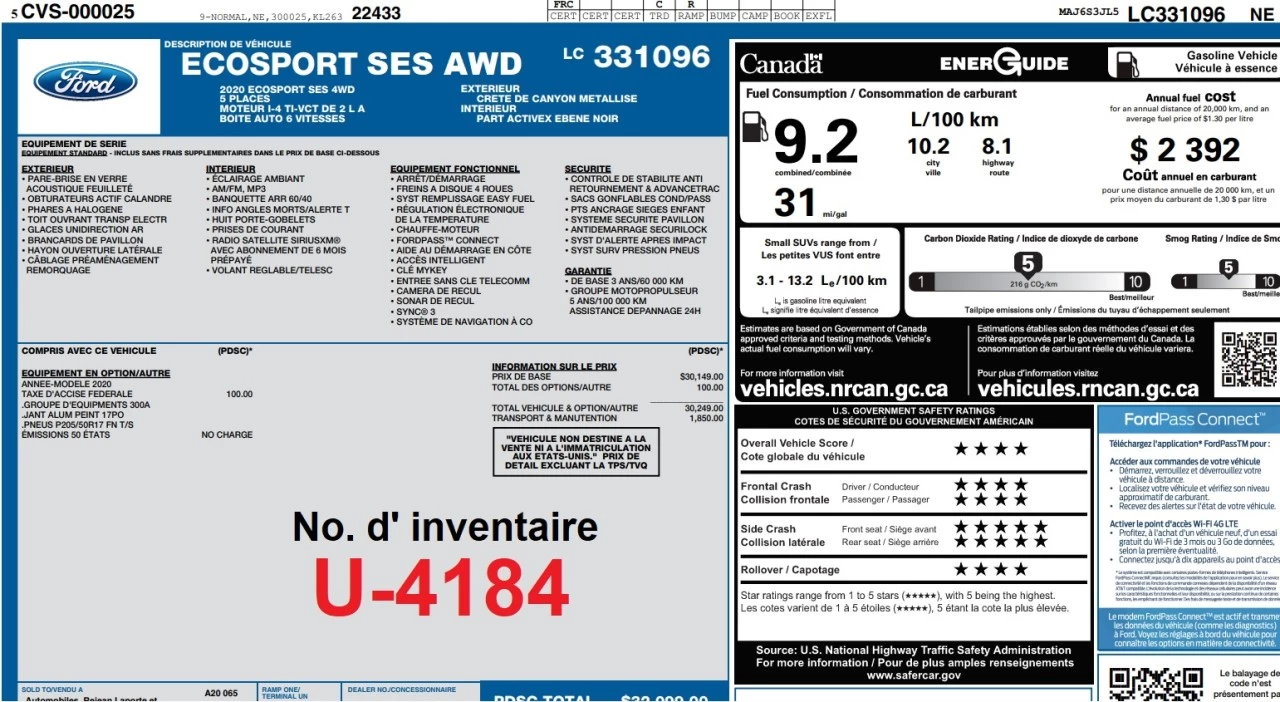 2020 Ford EcoSport SES Main Image