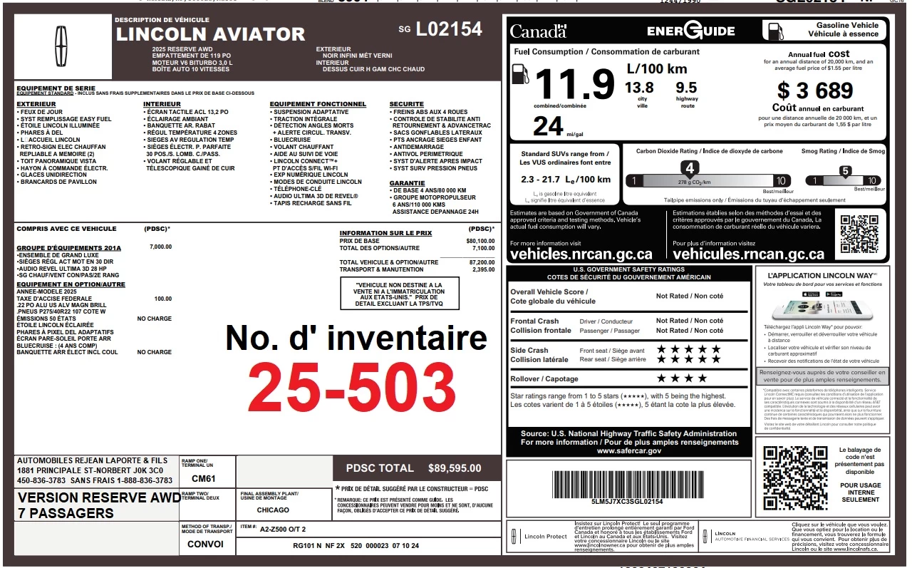 2025 Lincoln Aviator Reserve Main Image