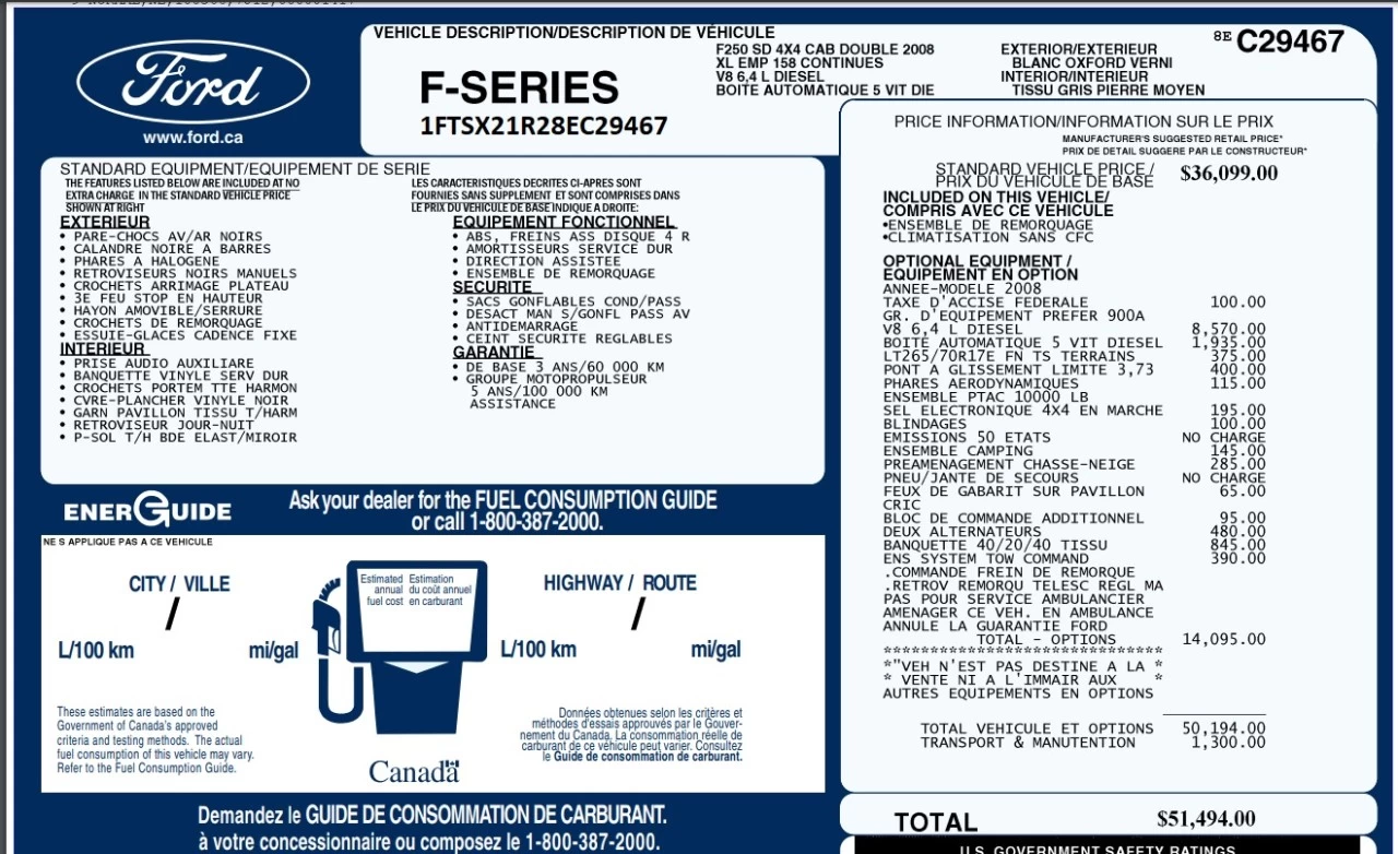 2008 Ford Super Duty F-250 SRW XL Image principale