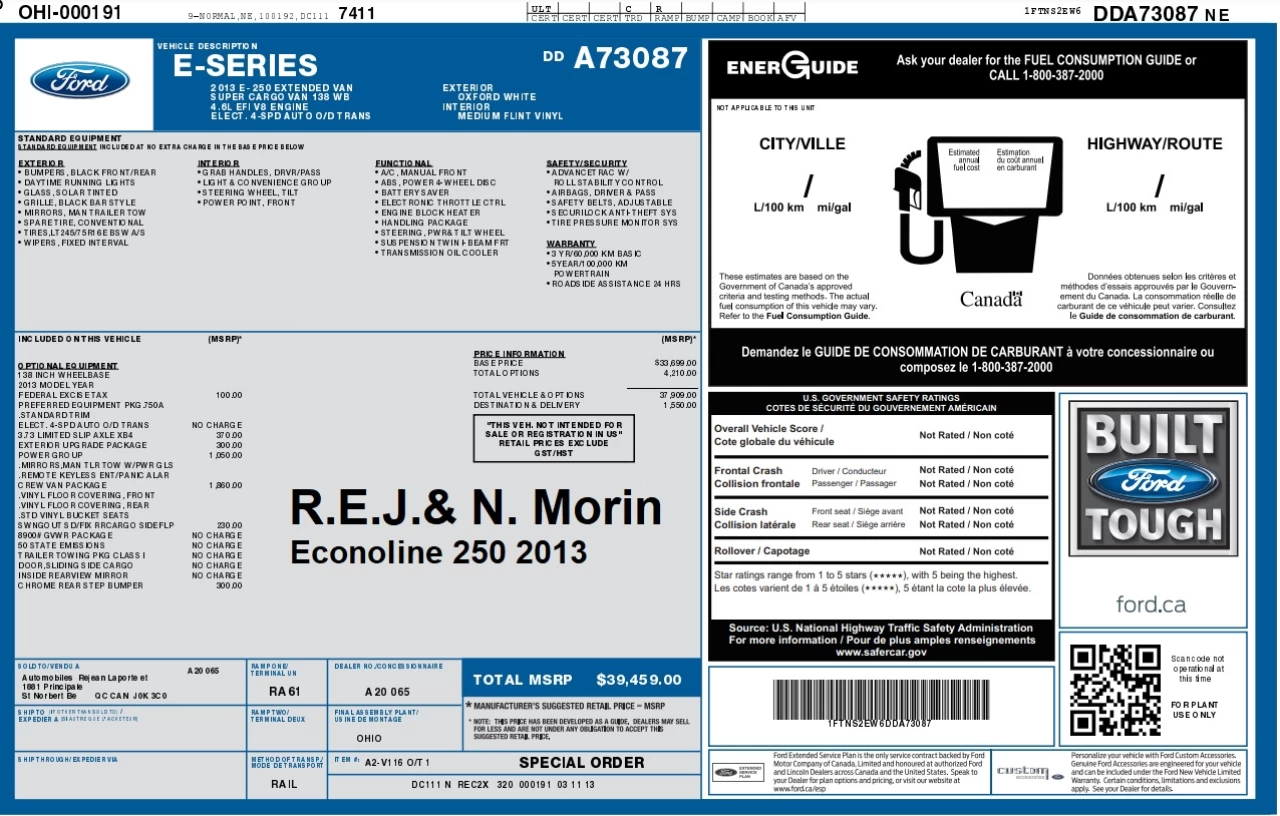 2013 Ford Fourgon Econoline Commercial/Recreational Image principale